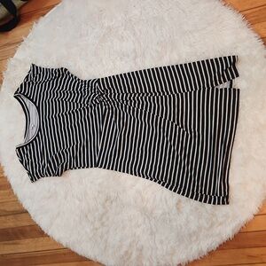 Kismet black and white striped dress with stomach knot